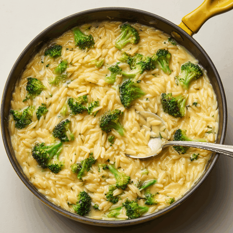 One Pot Broccoli Cheese Orzo Recipe