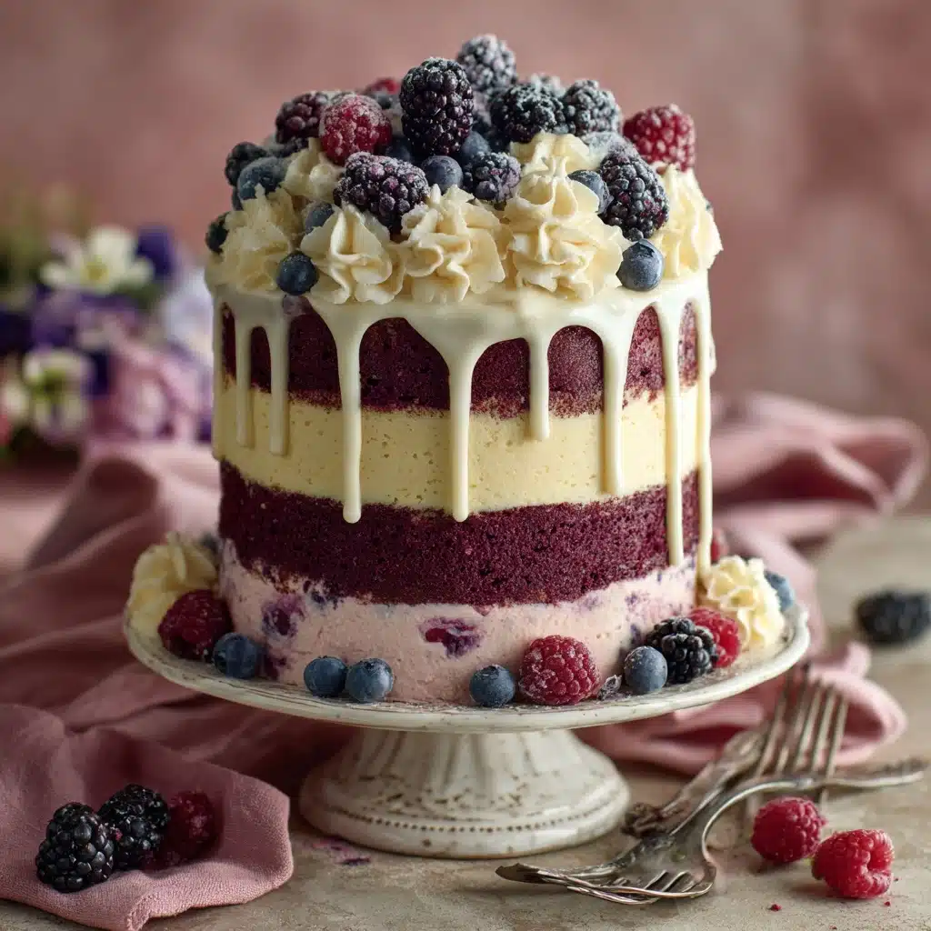 White Chocolate Blackberry Poke Cake Recipe - Recipe Image