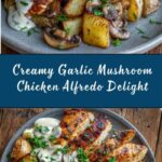 Creamy Garlic Mushroom Chicken Alfredo with Basil Pesto Potatoes Recipe