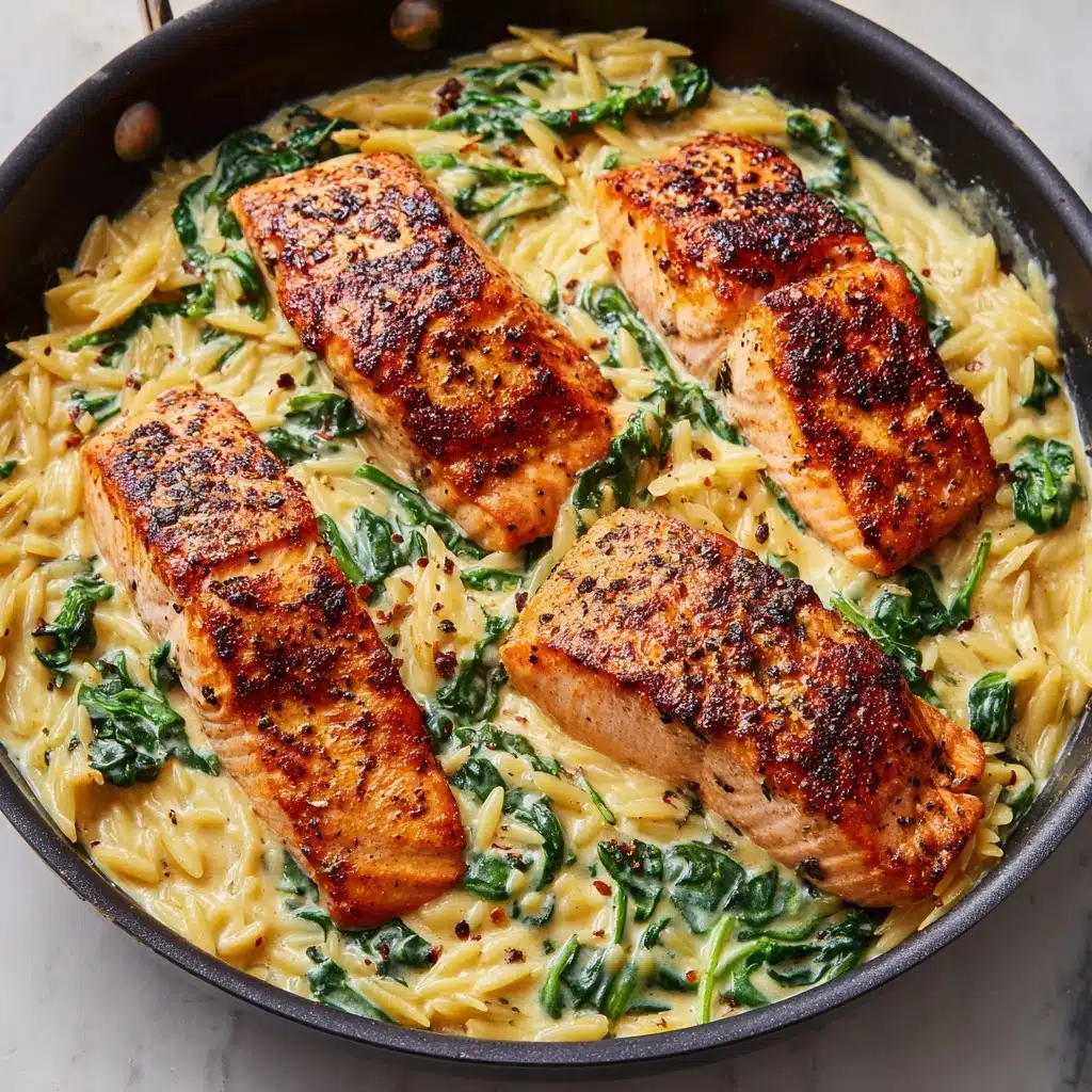 One Skillet Salmon with Lemon Orzo Recipe - Recipe Image