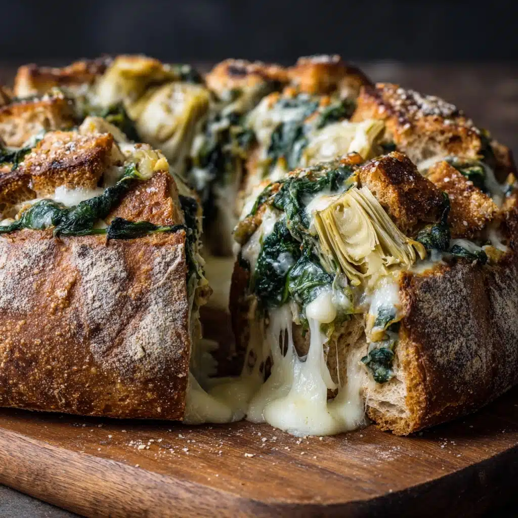 Spinach Artichoke Dip Bread Boat Recipe - Recipe Image