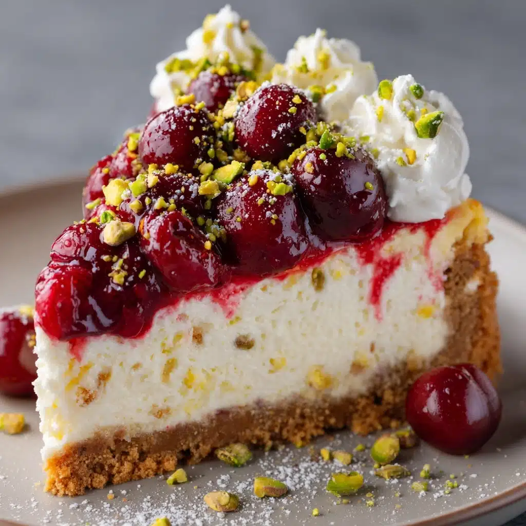 Luscious Lemon-Lime Cherry Pistachio Cheesecake Recipe - Recipe Image