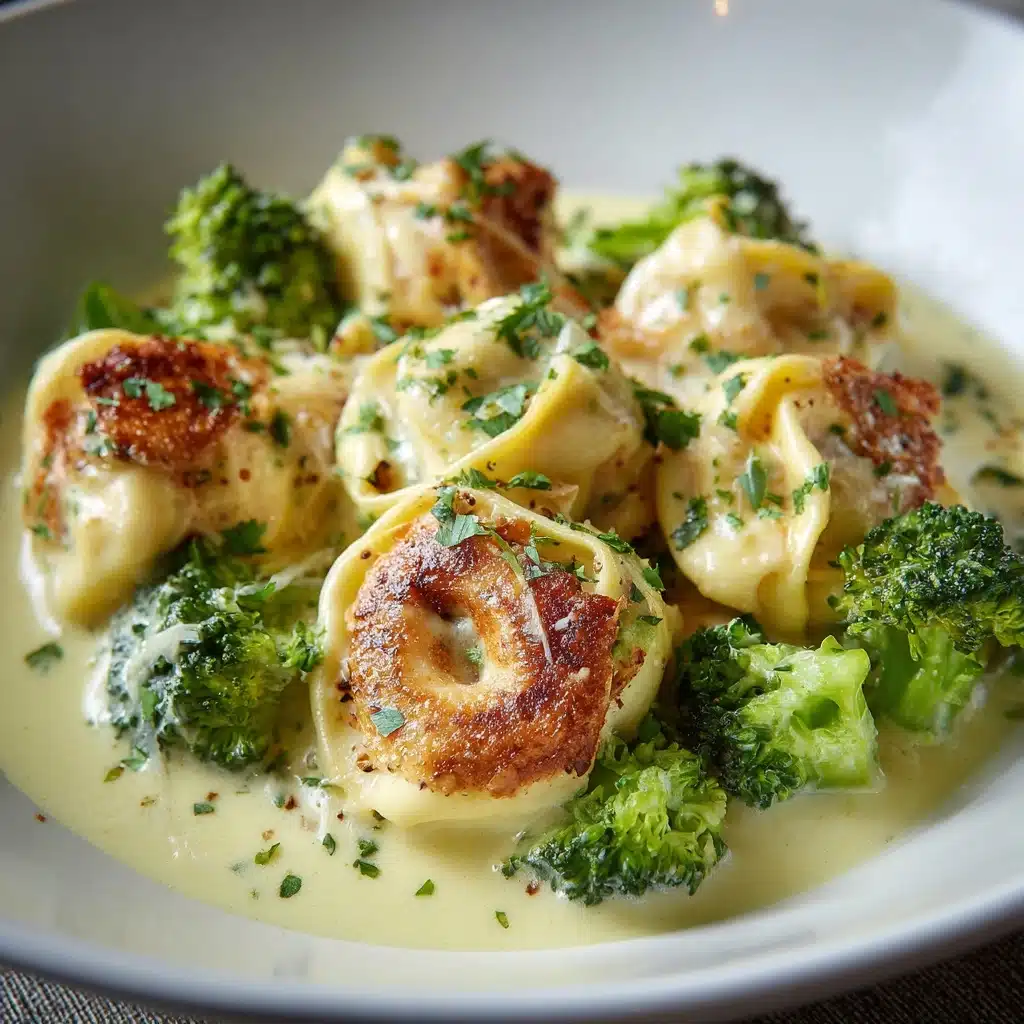Creamy Garlic Parmesan Tortellini with Chicken & Broccoli Recipe - Recipe Image