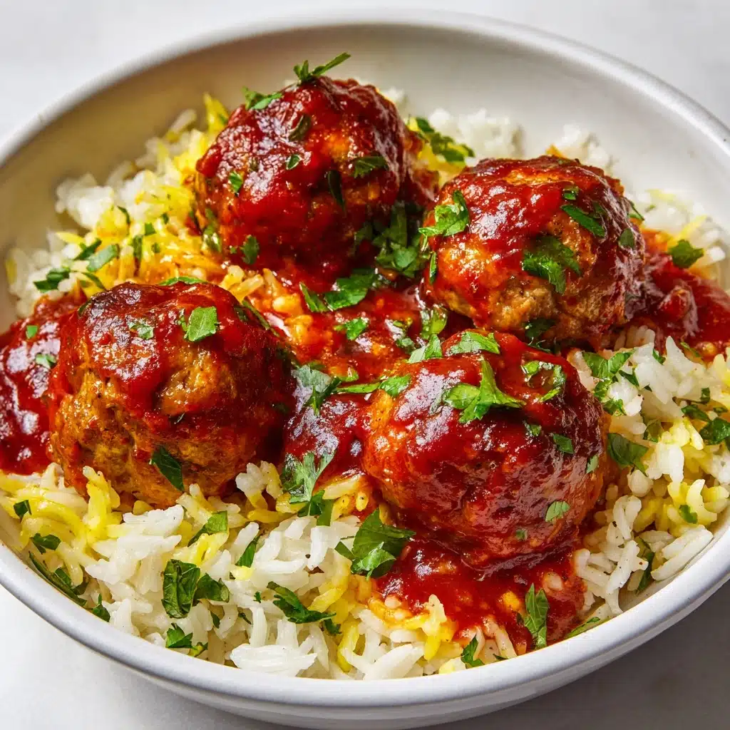 Meatballs With Tomato Sauce and Rice Recipe - Recipe Image