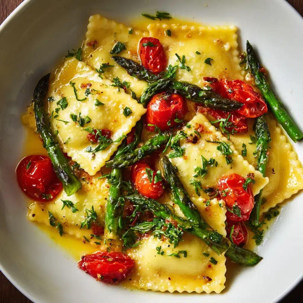 Ravioli with Tomatoes and Asparagus Recipe - Recipe Image