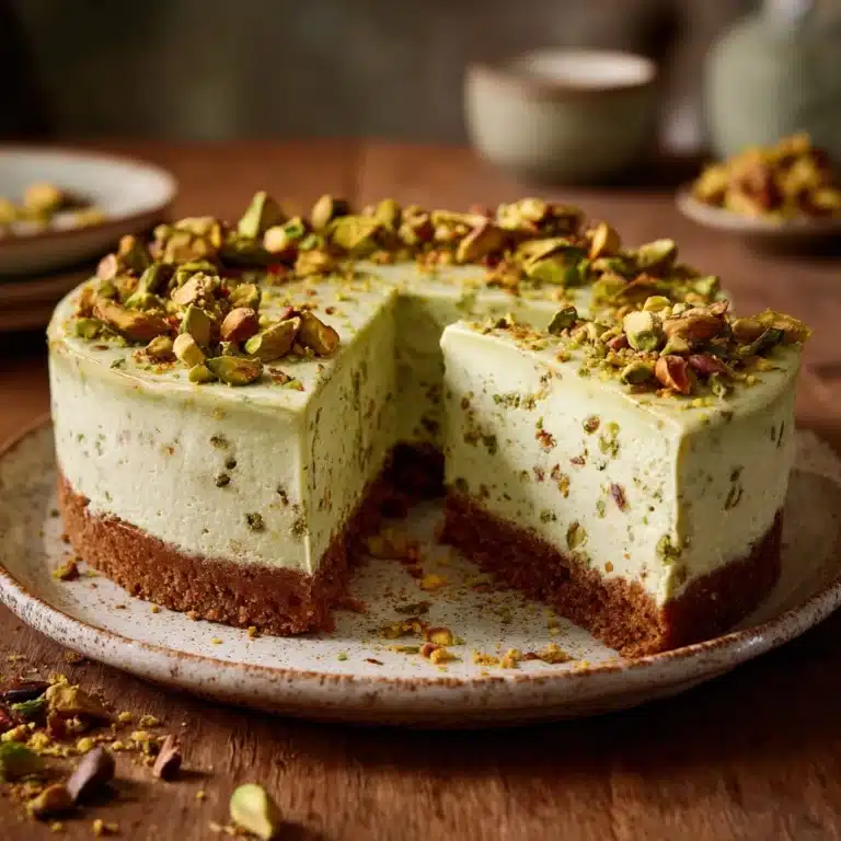 Pistachio Cheesecake with Almond Crust Recipe