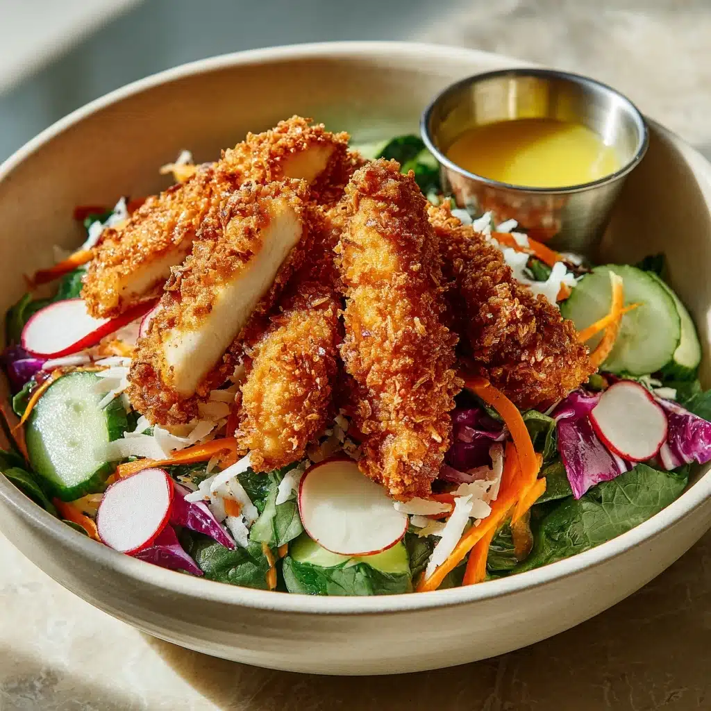 Coconut Chicken Salad with Warm Honey Mustard Vinaigrette Recipe - Recipe Image