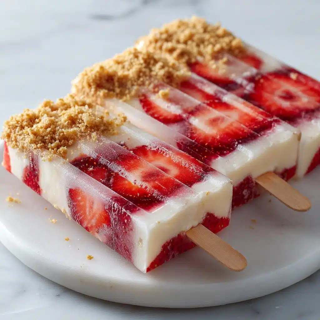 Strawberry Swirl Cheesecake Ice Pops Recipe - Recipe Image
