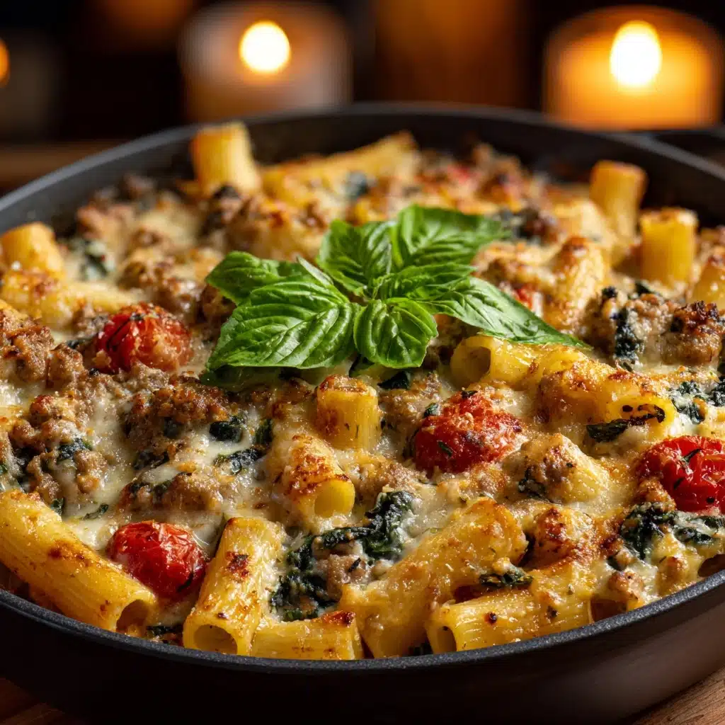 Creamy Tuscan Sausage Pasta Bake Recipe - Recipe Image
