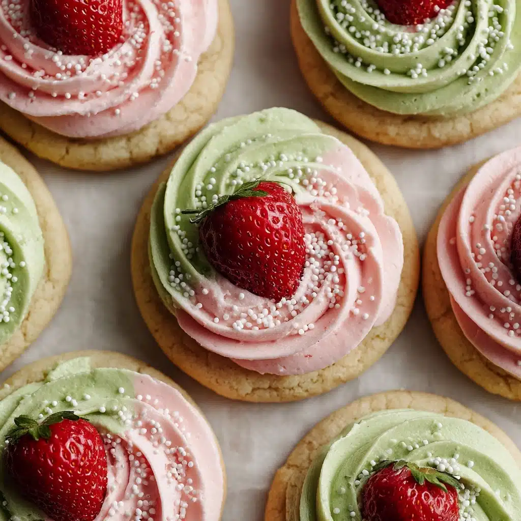 Strawberry Frosted Matcha Cookies Recipe - Recipe Image