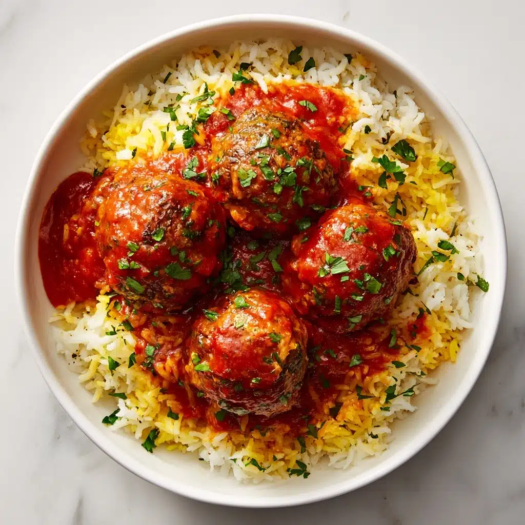 Meatballs With Tomato Sauce and Rice Recipe - Recipe Image