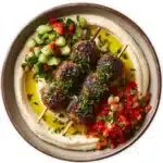 Beef Kefta with Hummus and Tomato Cucumber Salad Recipe