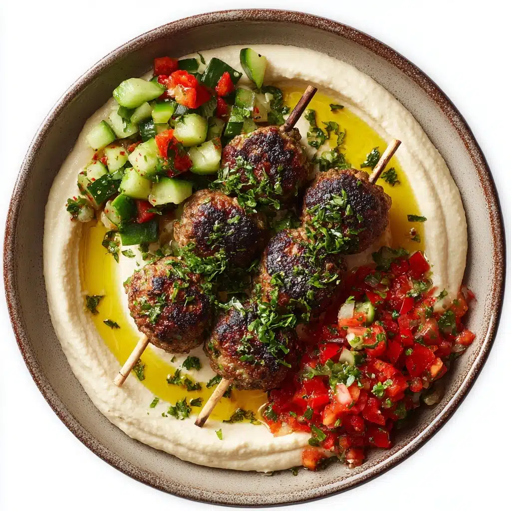 Beef Kefta with Hummus and Tomato Cucumber Salad Recipe