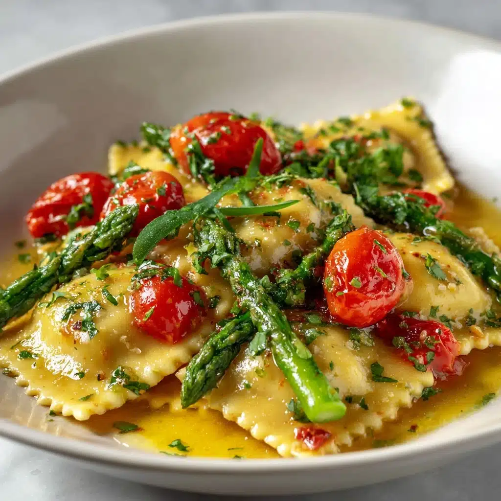Ravioli with Tomatoes and Asparagus Recipe - Recipe Image