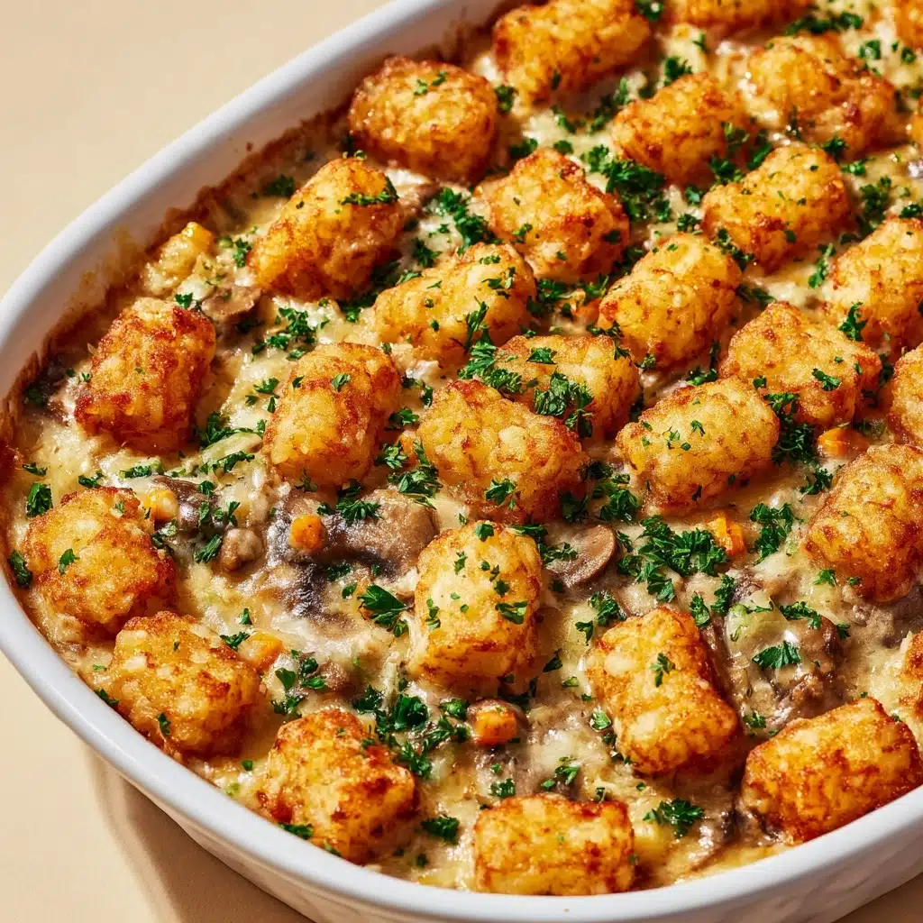 Easy & Delicious Tater Tot Casserole with Cream of Mushroom Soup Recipe - Recipe Image