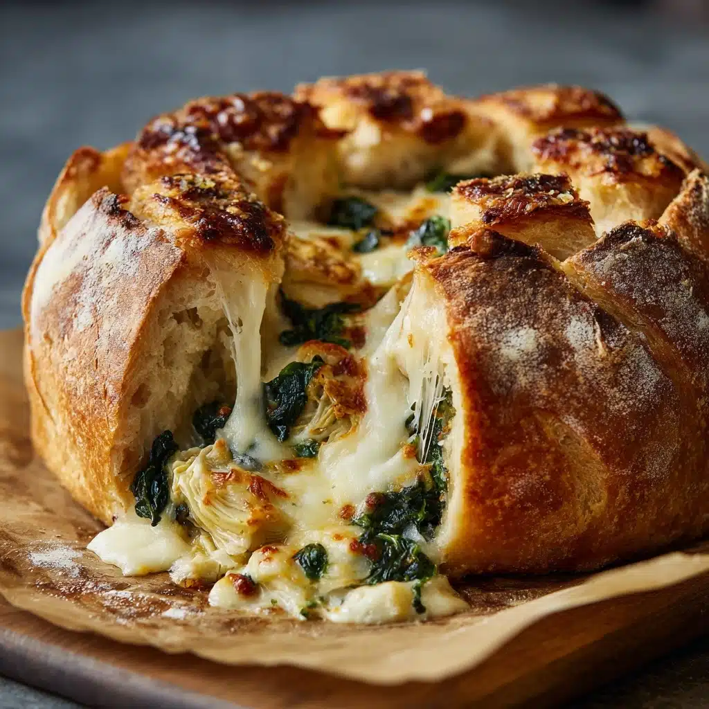 Spinach Artichoke Dip Bread Boat Recipe - Recipe Image