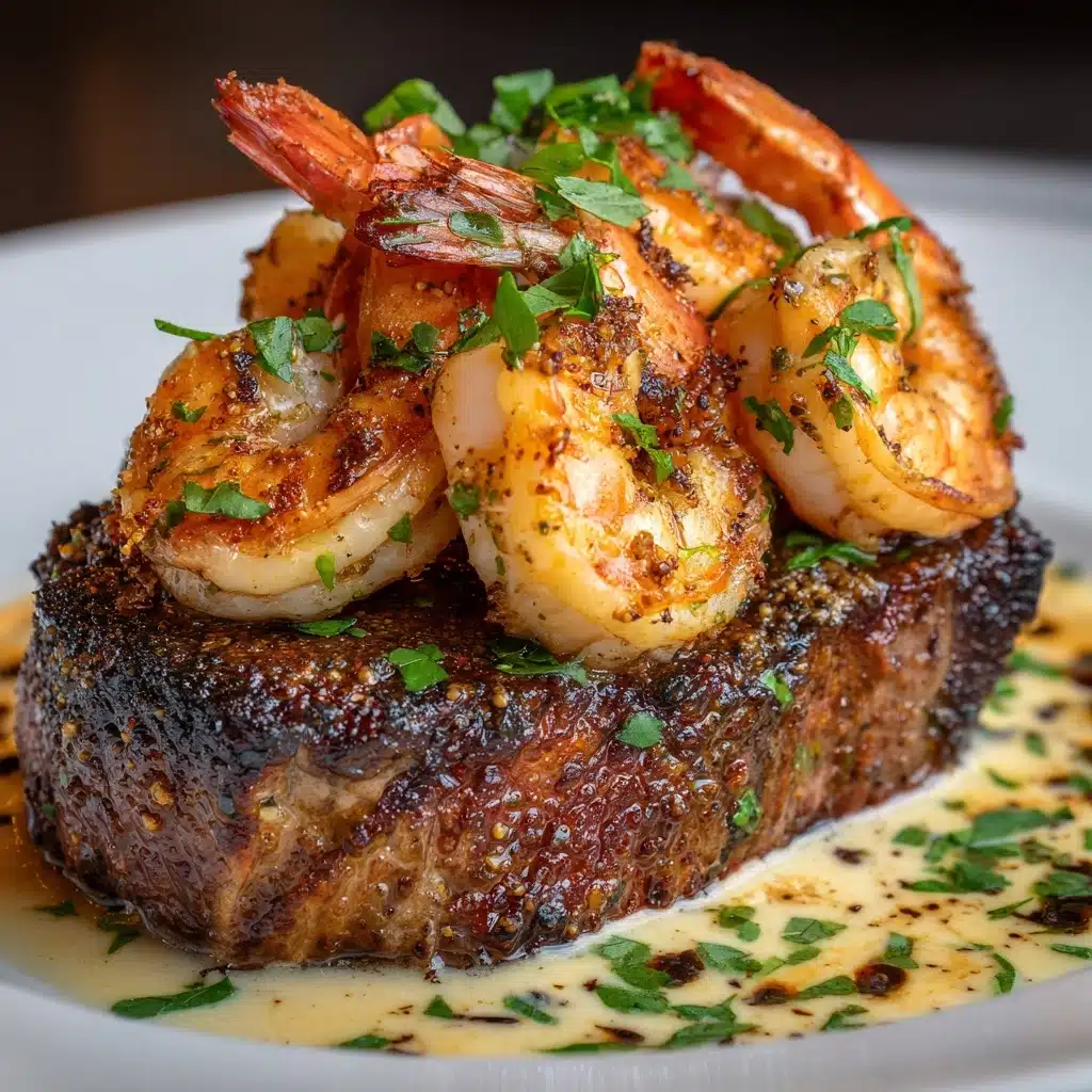 Steak with Creamy Cajun Shrimp Sauce Recipe - Recipe Image