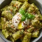 oni with Basil-Pistachio Pesto & Burrata Recipe