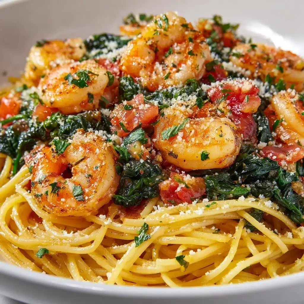 Tomato Spinach Shrimp Pasta Recipe - Recipe Image