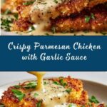 Crispy Parmesan Chicken with a Rich Garlic Sauce Recipe