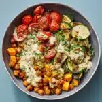 Roasted Vegetable & Chickpea Bowl with Tahini Dressing Recipe