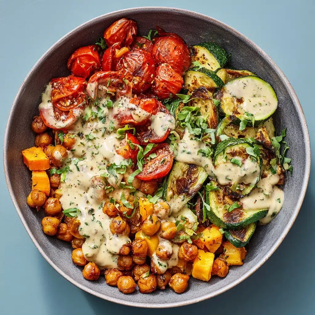 Roasted Vegetable & Chickpea Bowl with Tahini Dressing Recipe