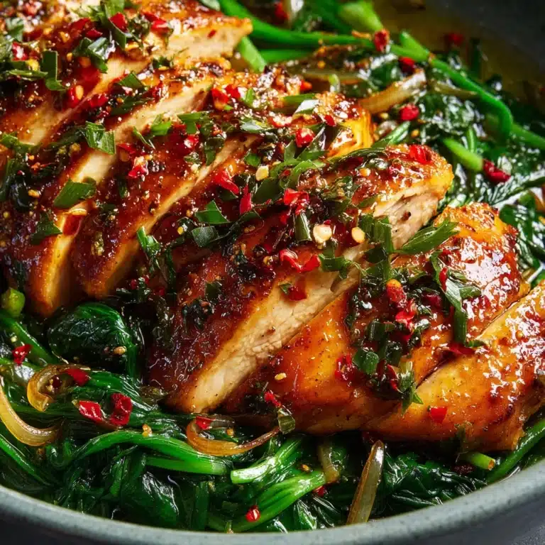 Asado Chicken Breast with Sautéed Garlic Spinach Recipe
