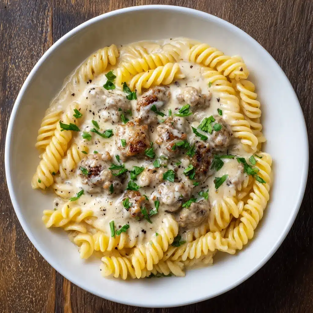 Beef and Rotini in Garlic Parmesan Sauce Recipe - Recipe Image