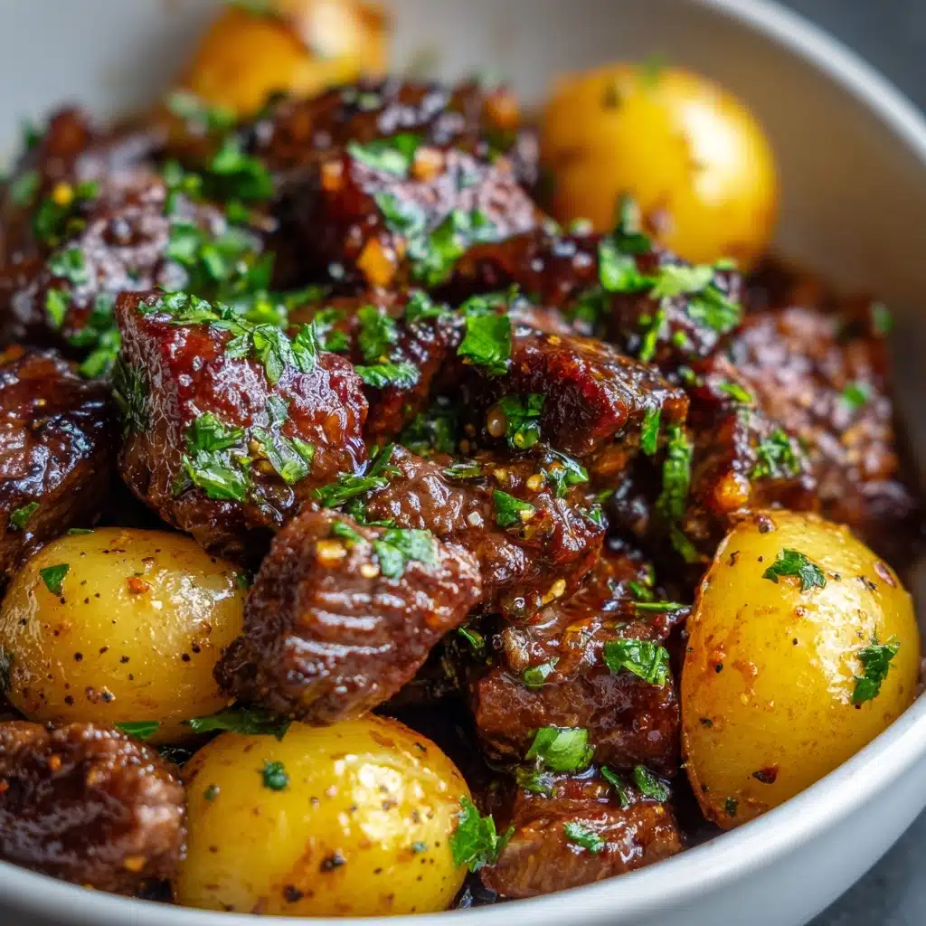Slow Cooker Garlic Butter Beef Bites & Potatoes Recipe - Recipe Image