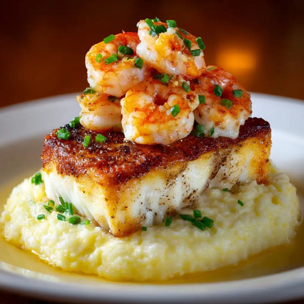 Red Snapper, Shrimp & Grits with a Cajun Cream Sauce Recipe - Recipe Image