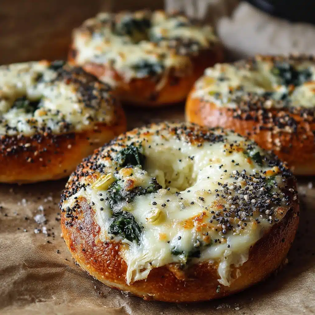 Cheesy Spinach-Artichoke Bagels Recipe - Recipe Image