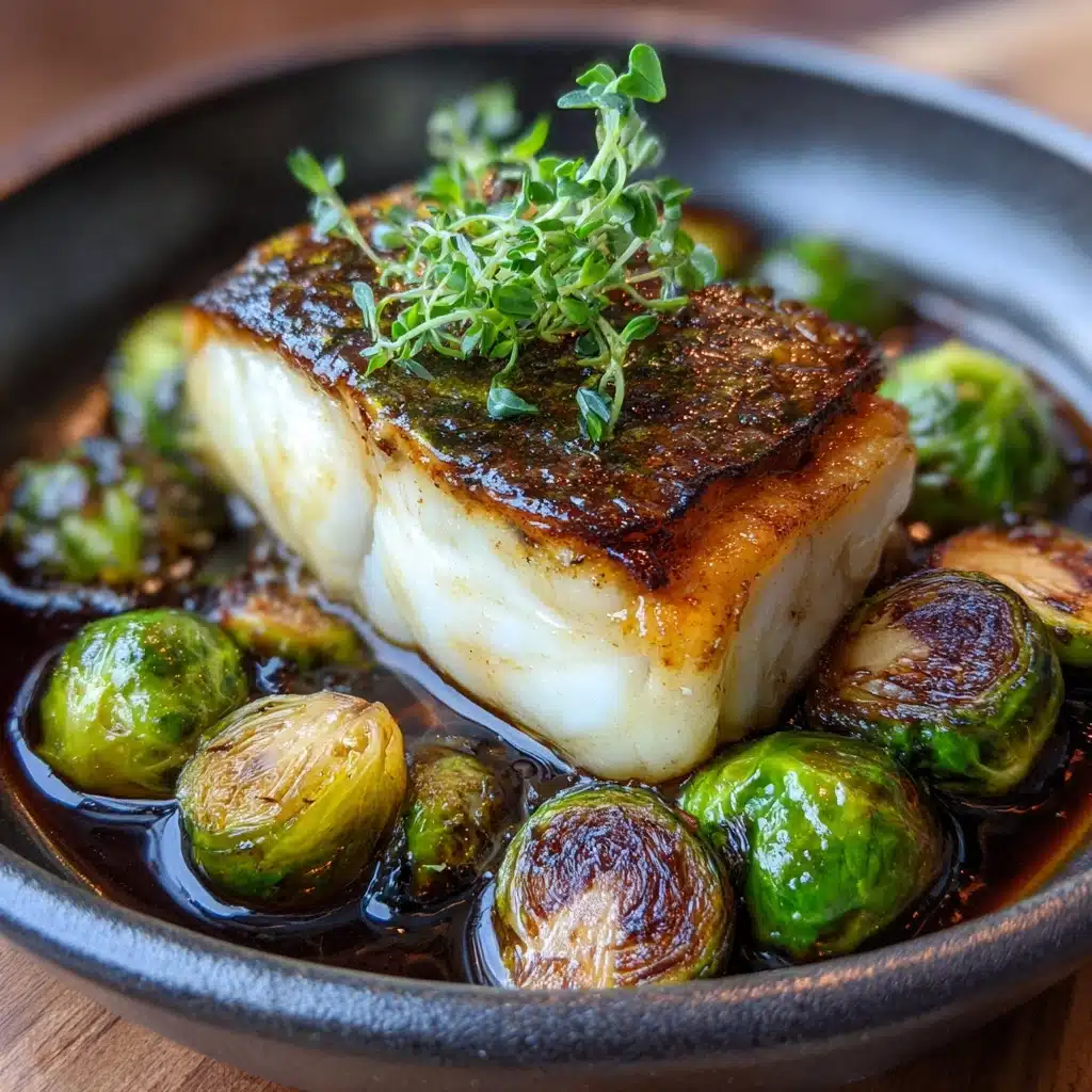 Lemon Garlic Butter Cod Bowls with Roasted Brussels Sprouts Recipe - Recipe Image