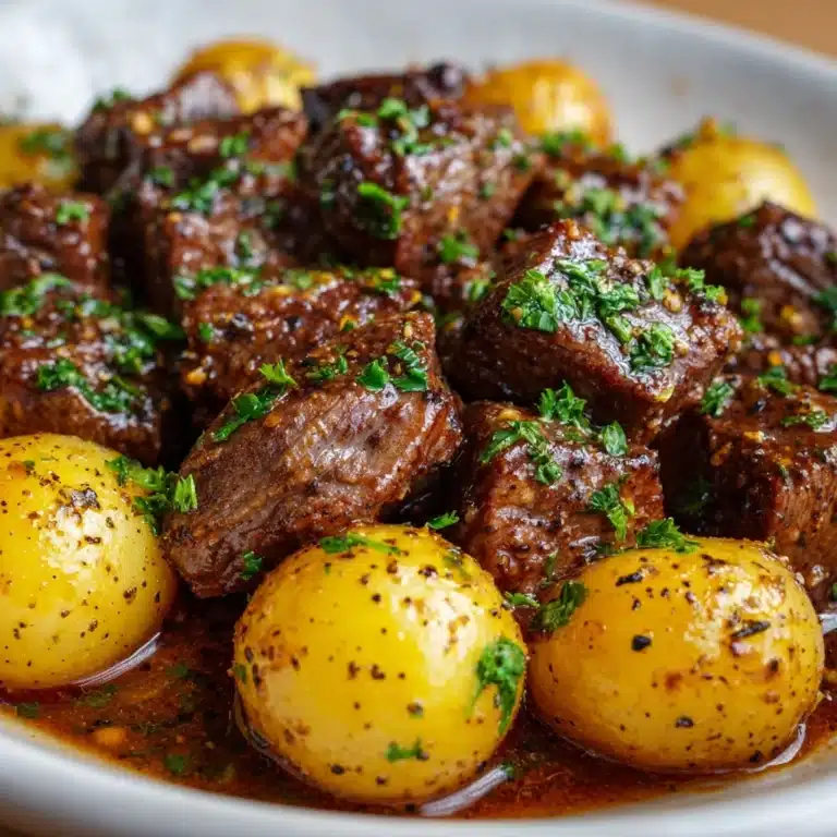 Slow Cooker Garlic Butter Beef Bites & Potatoes Recipe