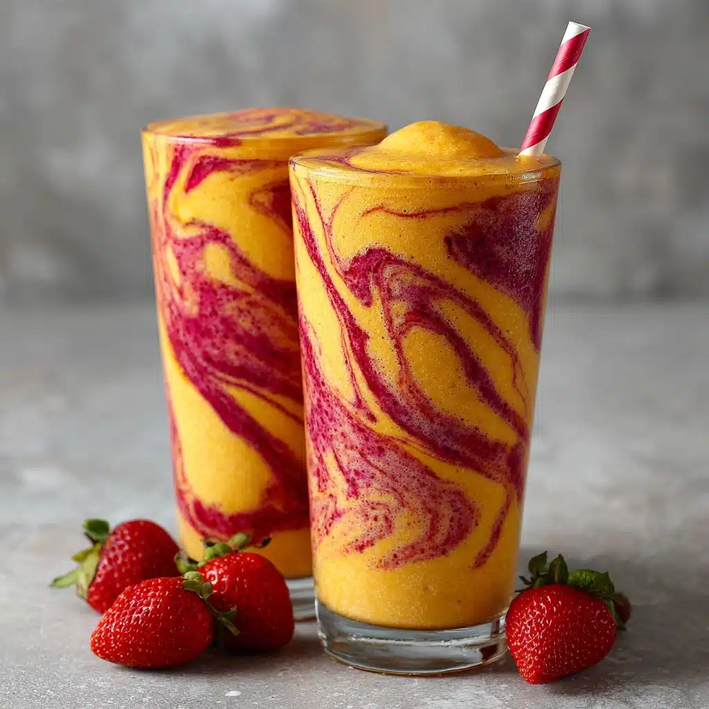 Fresh Pineapple Strawberry Swirled Slushies Recipe - Recipe Image