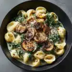 One-Pot Garlic Parmesan Pasta with Spinach and Mushrooms Recipe