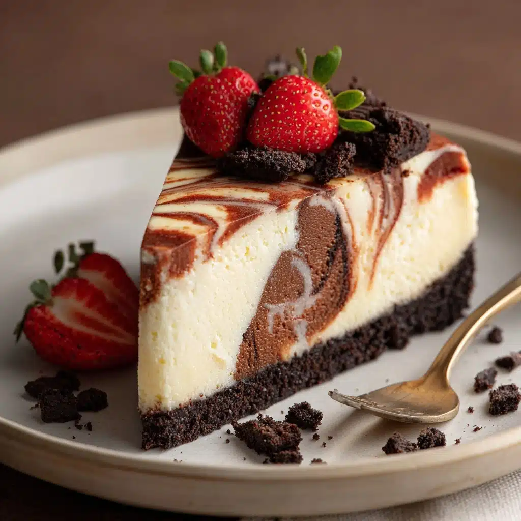 Chocolate Strawberry Swirl Cheesecake Recipe - Recipe Image