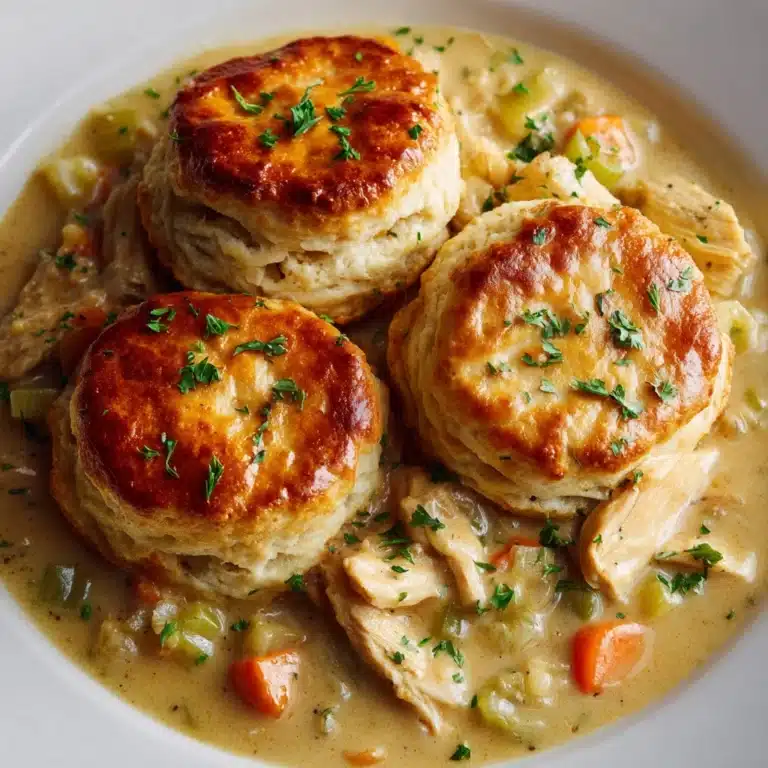 Skillet Chicken Pot Pie with Parmesan Herb Butter Biscuits Recipe