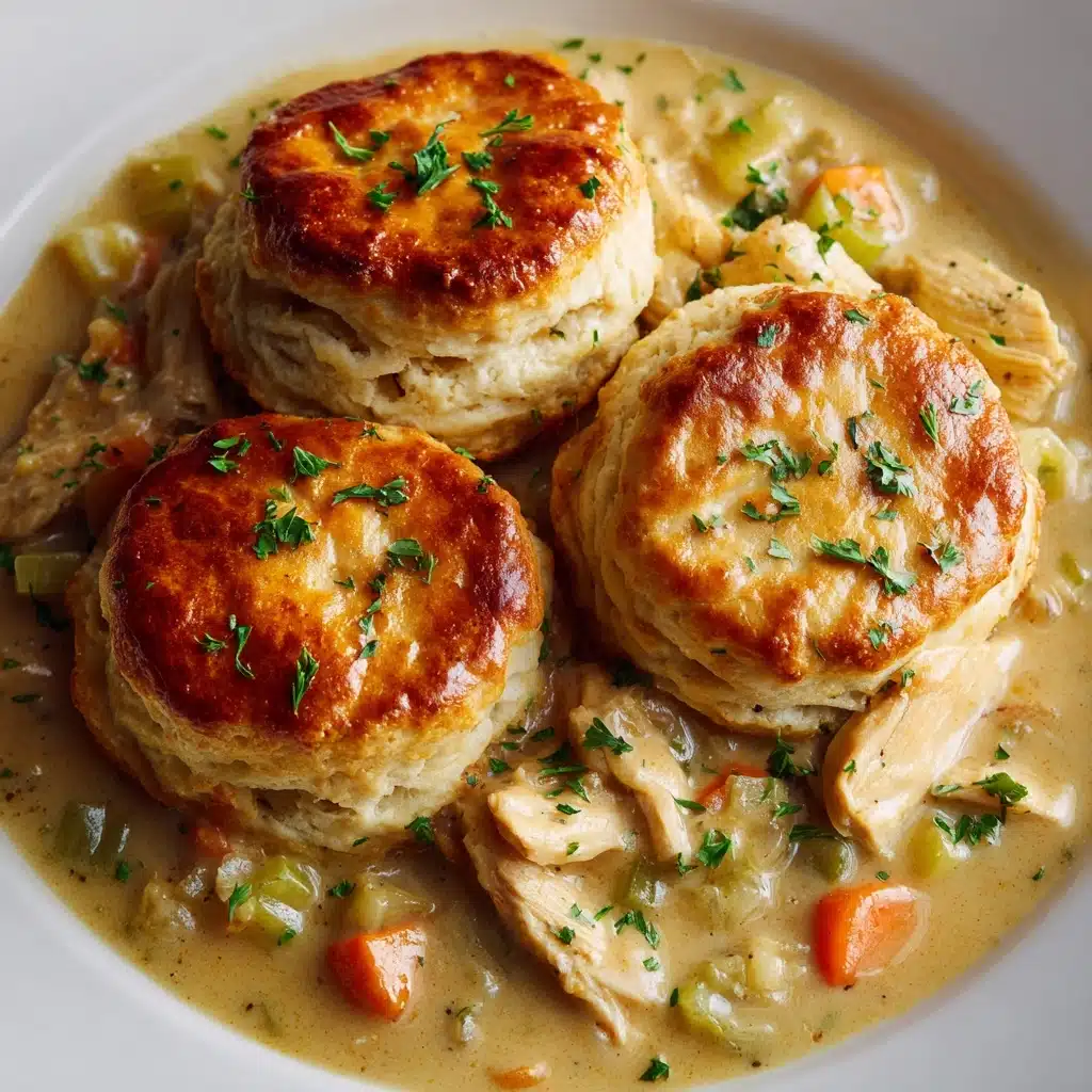 Skillet Chicken Pot Pie with Parmesan Herb Butter Biscuits Recipe