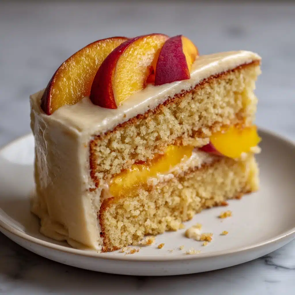 Peach Cake with Brown Sugar Frosting Recipe - Recipe Image