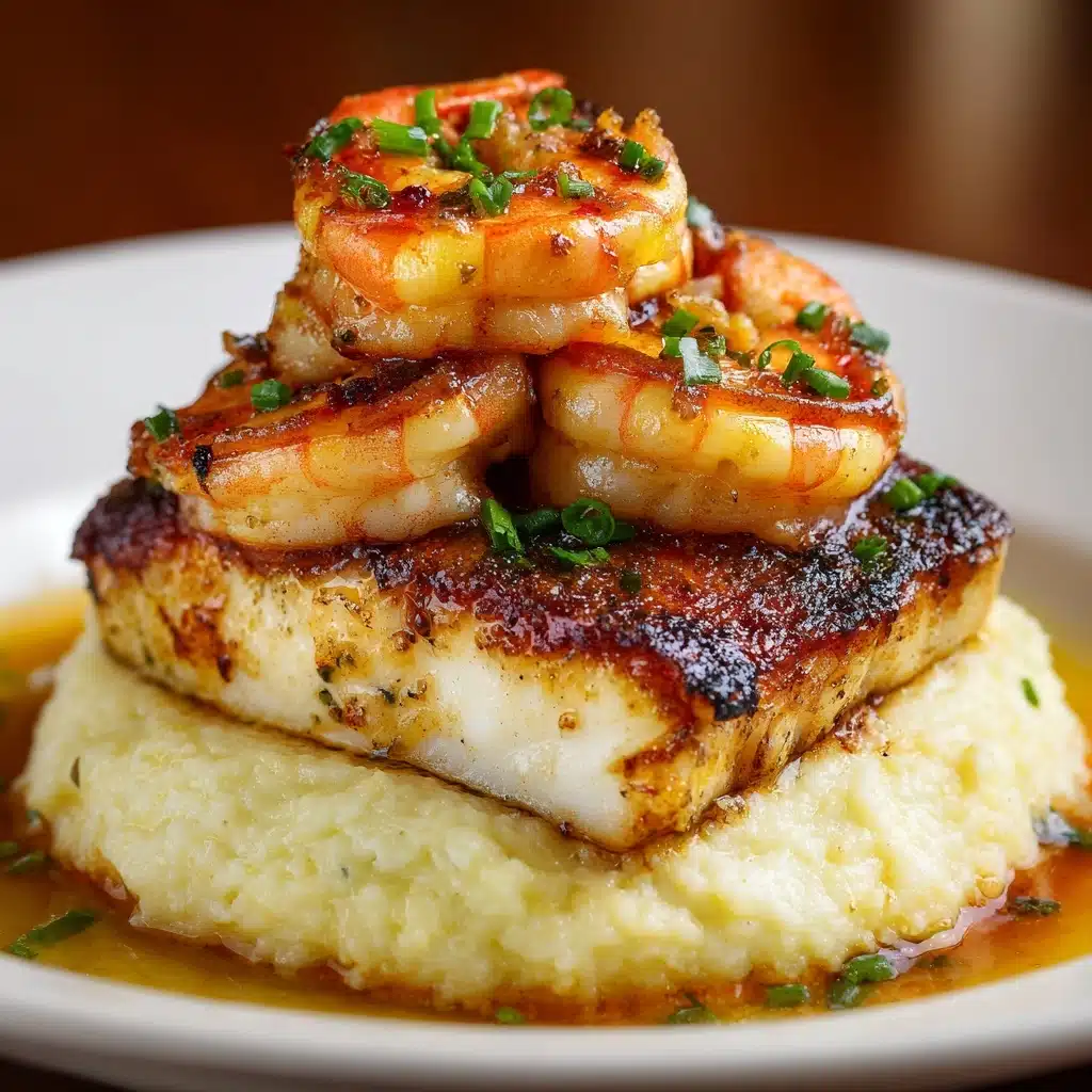 Red Snapper, Shrimp & Grits with a Cajun Cream Sauce Recipe - Recipe Image