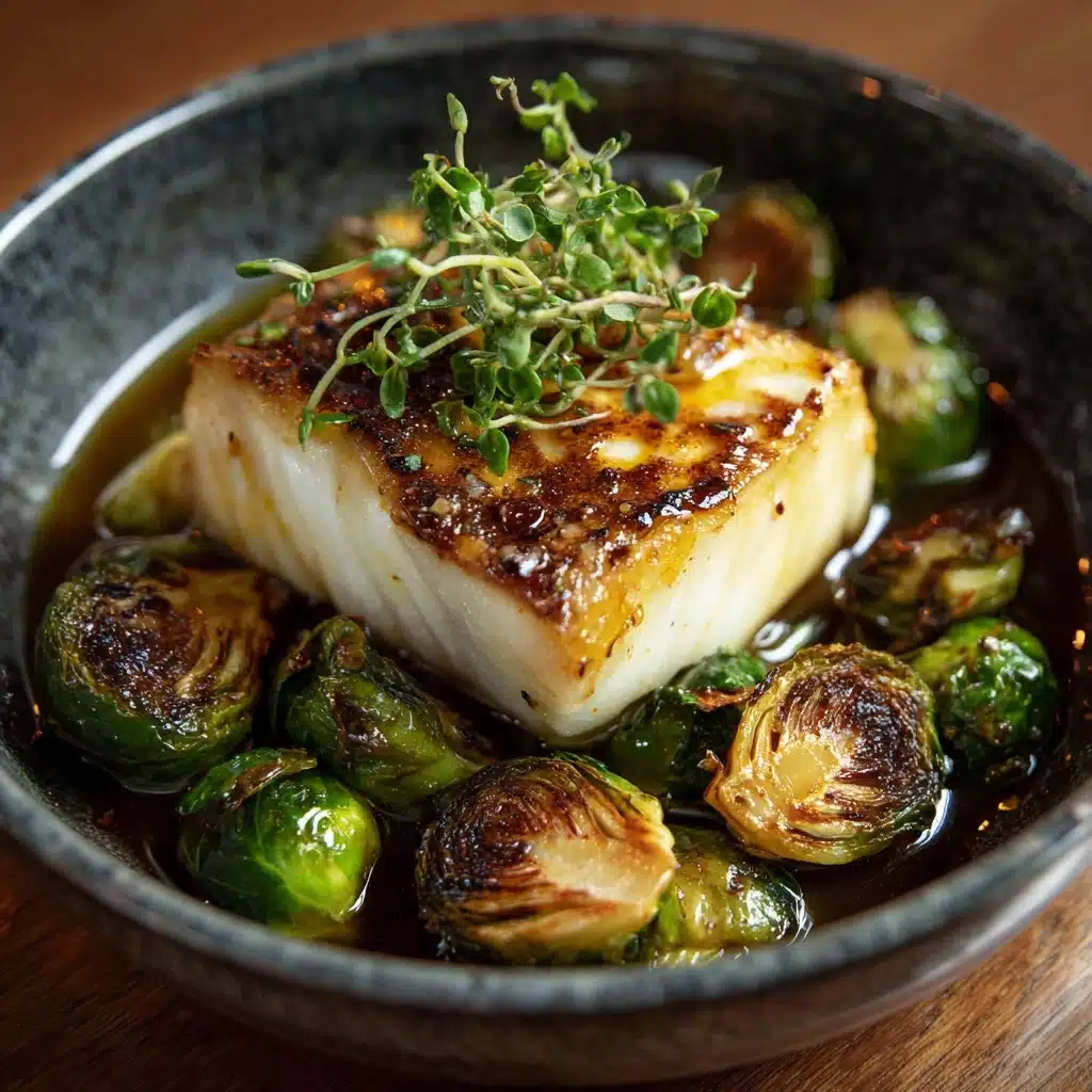 Lemon Garlic Butter Cod Bowls with Roasted Brussels Sprouts Recipe - Recipe Image