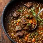 **Moroccan-Spiced Beef and Lentil Stew** Recipe
