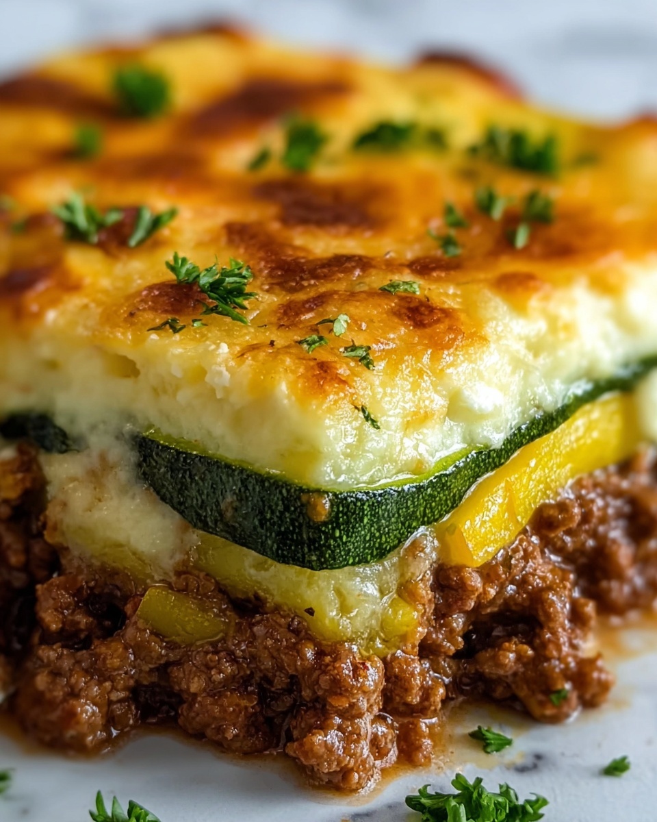 Cheesy Beef & Zucchini Casserole Recipe - Recipe Image