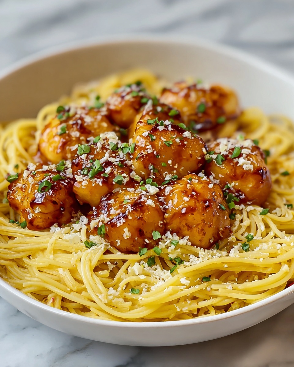 Garlic Butter Chicken Bites with Creamy Parmesan Pasta Recipe - Recipe Image
