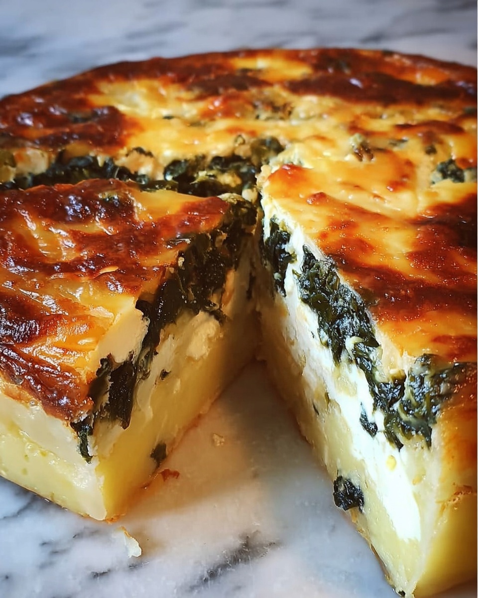 Spinach Egg Cheese Pie Recipe - Recipe Image