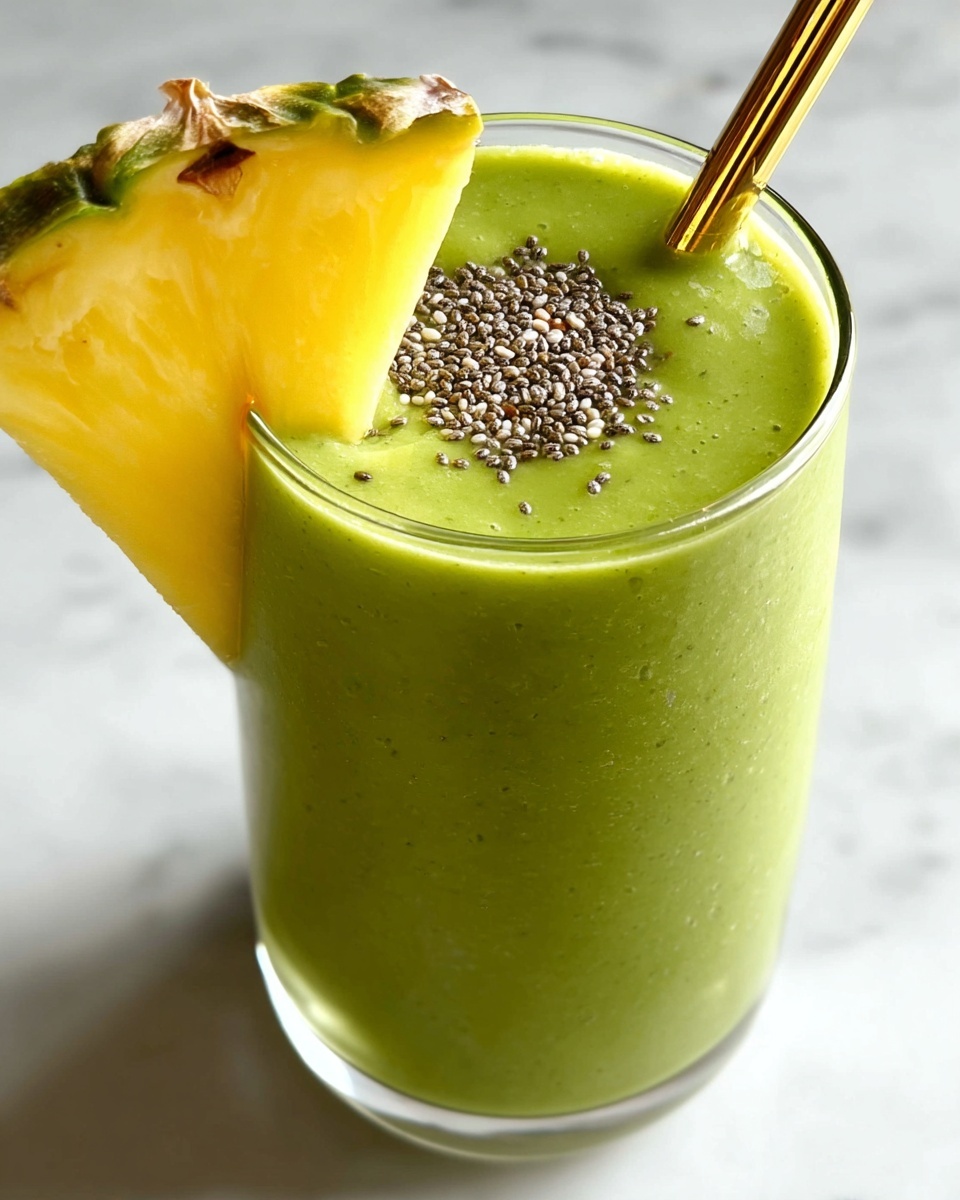 Detox Green Pineapple Avocado Smoothie Recipe - Recipe Image
