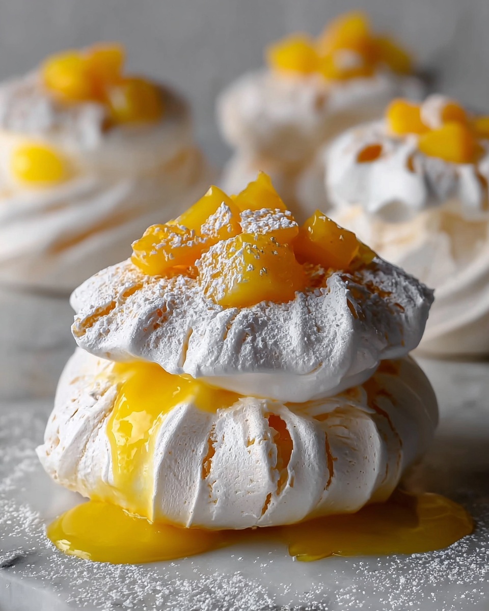 Miso Mango Meringue Clouds with Caramel Swirl Recipe - Recipe Image