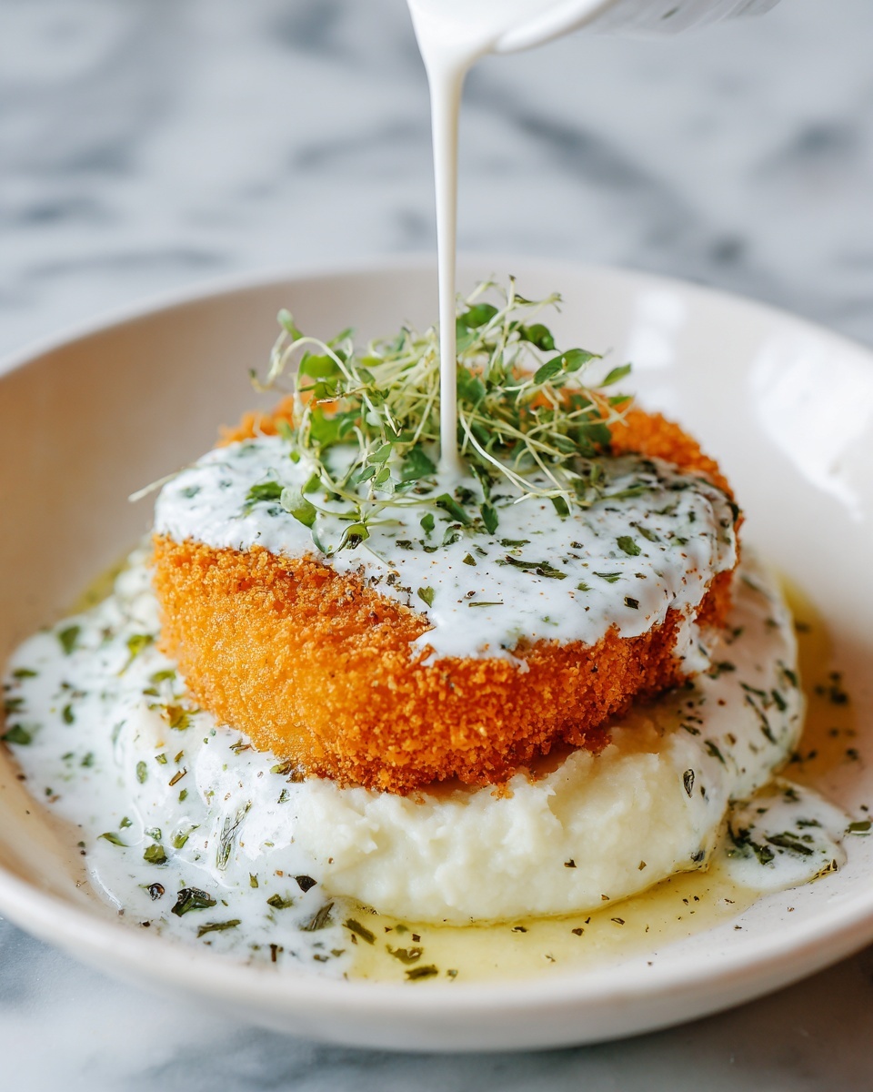 Parmesan Crusted Chicken with Creamy Garlic Sauce Recipe - Recipe Image