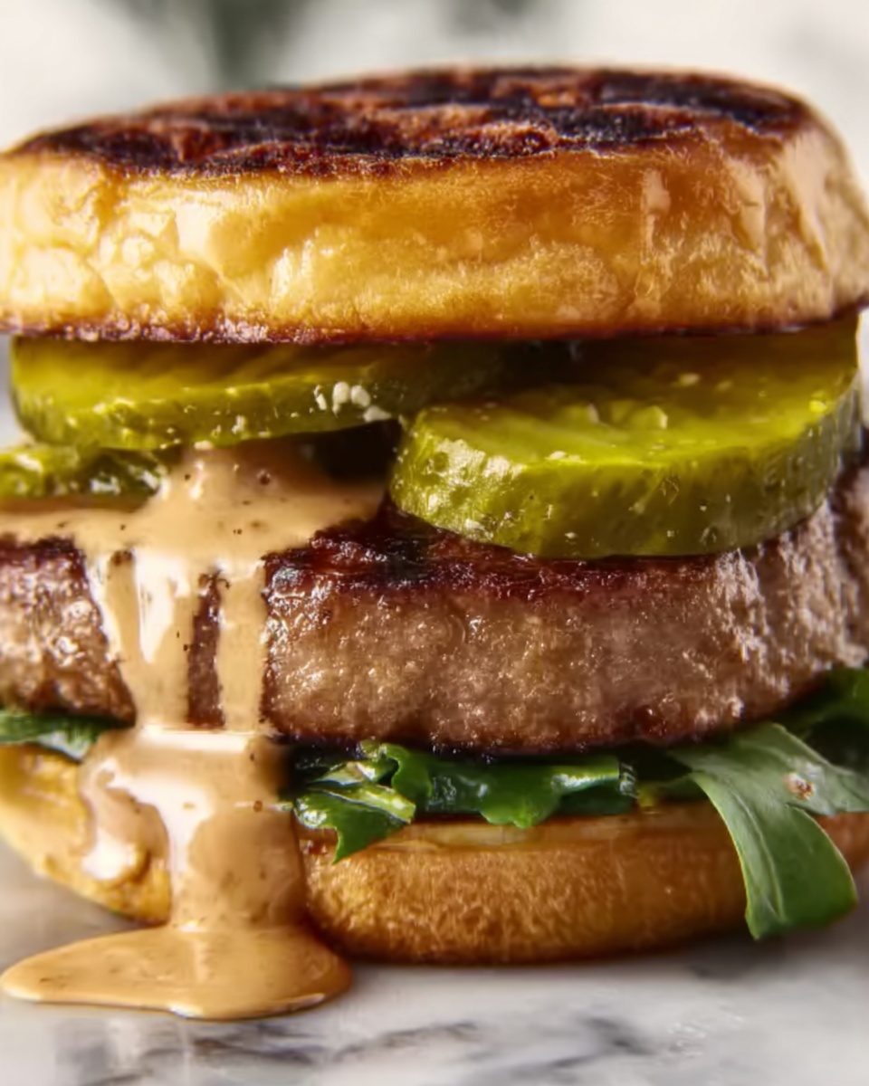 Juicy Smashed Patty Burger with Secret Sauce Recipe - Recipe Image