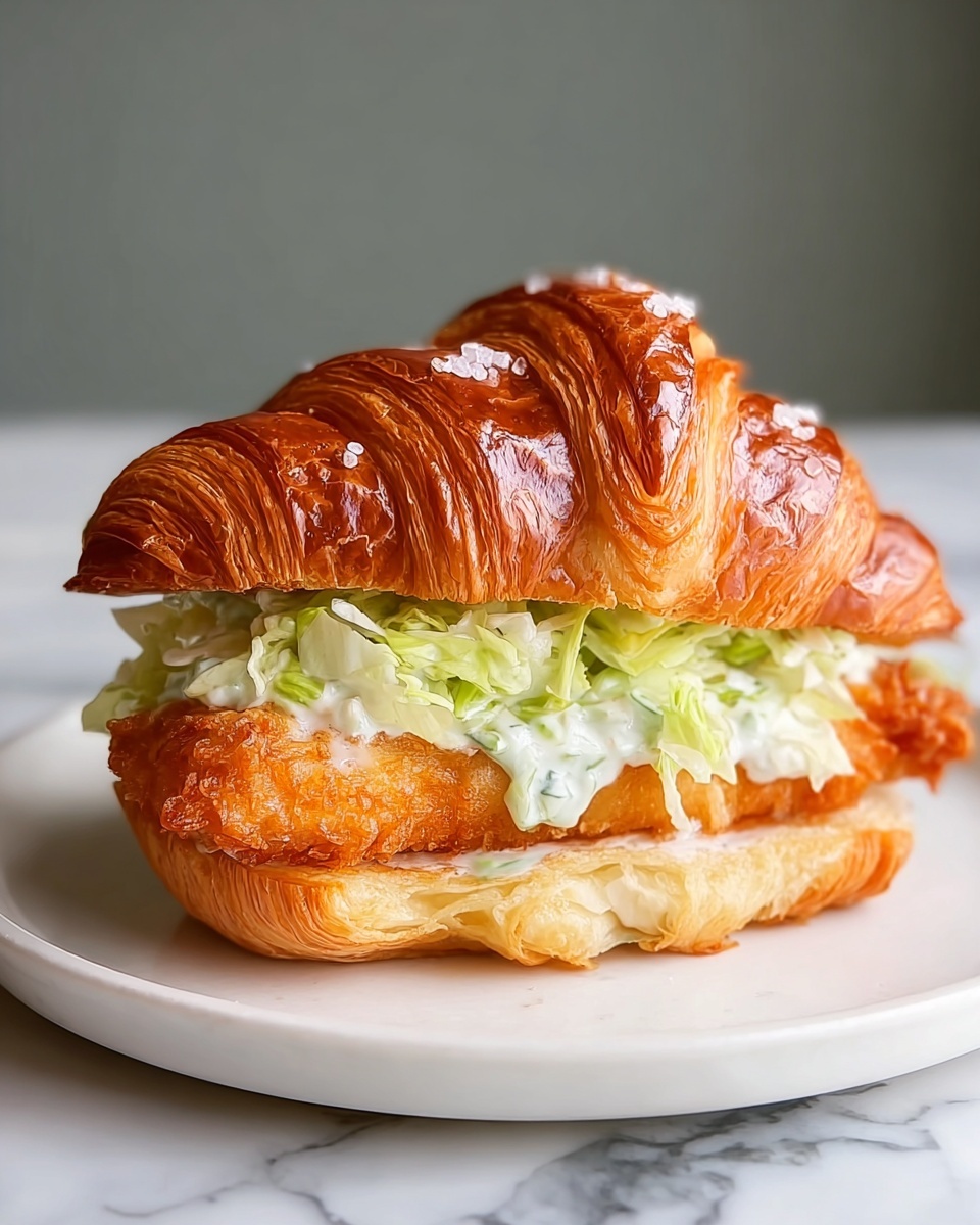 Chicken Caesar Croissant Sandwich with Spicy Honey Glaze Recipe - Recipe Image